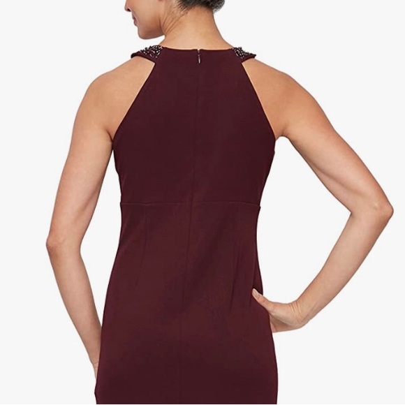 SLNY size 12 beaded halter neck sheath dress - Picture 5 of 16